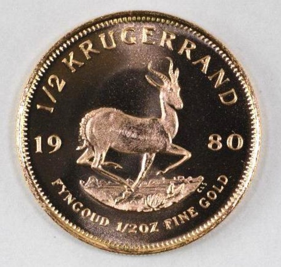 1980 South Africa Krugerrand 1/2oz. Fine Gold