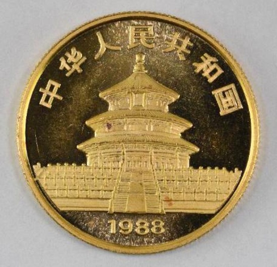 1988 China Panda 50 Yuan 1/2oz. .999 Fine Gold