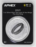 2021 $2 NIUE The Lord of the Rings, The One Ring 1oz. .999 Fine Silver (PCGS ) First Strike