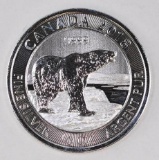 2018 $2 Canada Polar Bear 1/2oz. .9999 Fine Silver