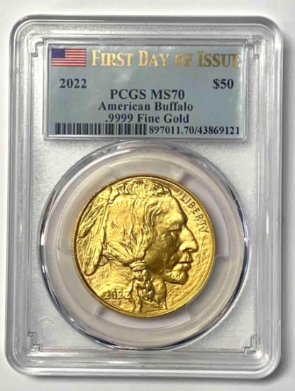 2022 $50 American Gold Buffalo 1oz. .9999 Fine (PCGS) MS70 First Day of Issue