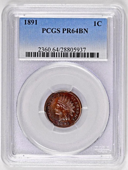 1891 Indian Head Cents (PCGS) PR64BN