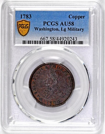 1783 Washington Copper, Large Military Bust (PCGS) AU58