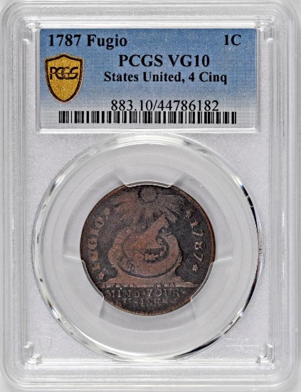 1787 Fugio Copper Cent States United 4 Cinq (PCGS) VG10