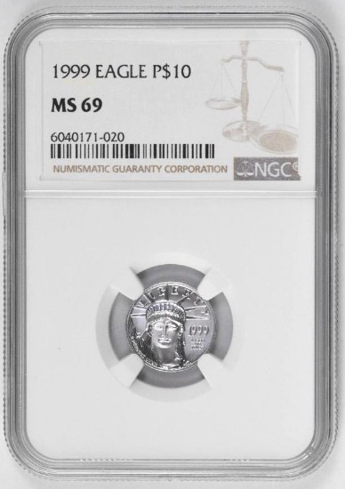 1999 $10 American Eagle 1/10thoz. Fine Platinum (NGC) MS69