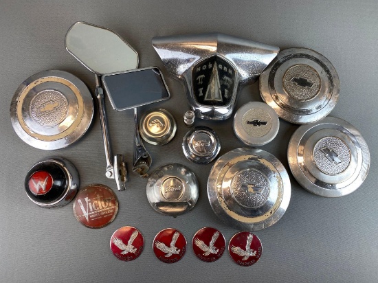 Group of Vehicle Hubcaps and More