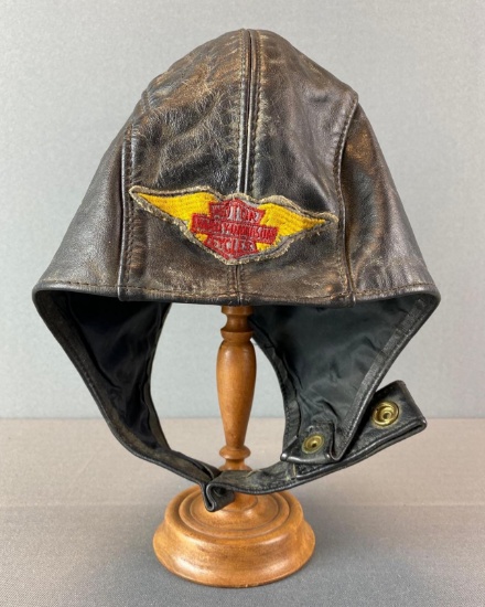 Early Harley Davidson Leather Skull Cap