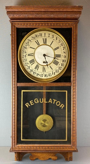 Oak Session Regulator E Wall Hanging Calendar Clock