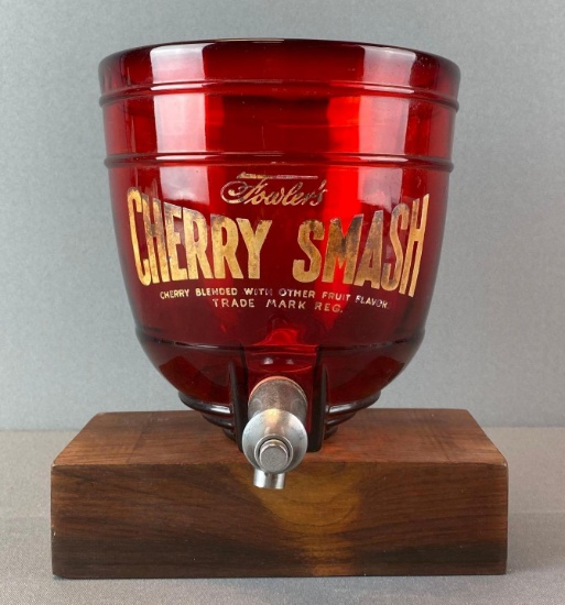 Fowlers Cherry Smash Advertising Glass Drink Dispenser