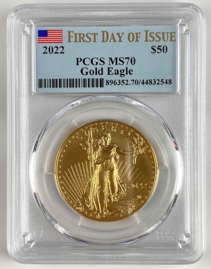 2022 $50 American Eagle 1oz. .999 Fine Gold (PCGS) MS70 First Day of Issue