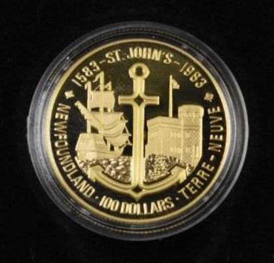 1983 $100 Canada Gilberts Landing Gold 1/2oz.