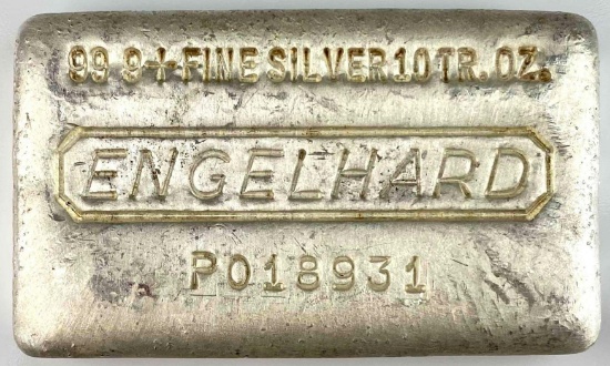 Engelhard Early Poured Waffleback Loaf 10oz. .999 Fine Silver Ingot/Bar