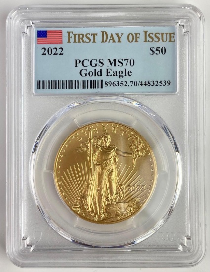 2022 $50 American Eagle 1oz. .999 Fine Gold (PCGS) MS70 First Day of Issue