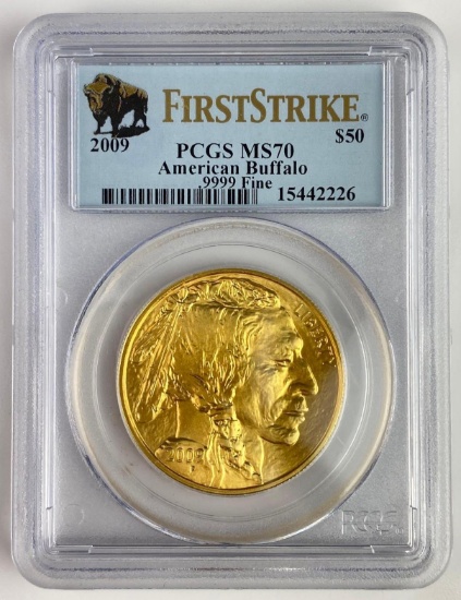 2009 $50 American Buffalo 1oz. .999 Fine Gold (PCGS) MS70 First Strike