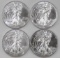 Group of (4) 2014 American Silver Eagle 1oz
