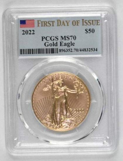 2022 $50 American Eagle 1oz. Fine Gold (PCGS) MS70 First Day of Issue