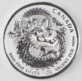 2019 $5 Canada Year of the Dragon 1oz. .9999 Fine Silver