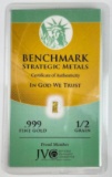 Benchmark Metals 1/2 grain .999 fine gold in plastic