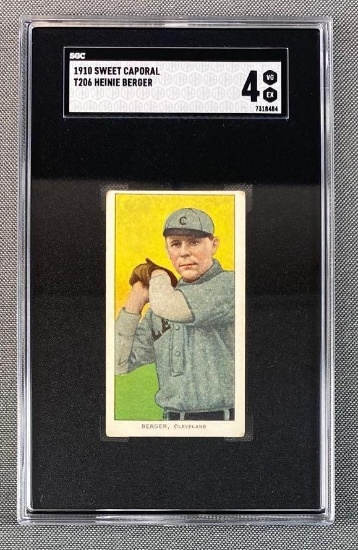 1910 T206 Heinie Berger Sweet Caporal Yellow Background SGC 4