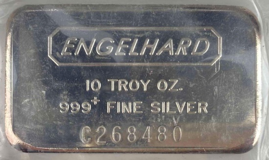 Engelhard Early Cast Horizontal 10oz. .999 Fine Silver Ingot/Bar