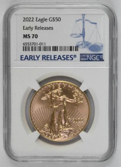 2022 $50 American Eagle 1oz. Fine Gold (NGC) MS70 Early Releases