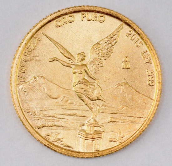 2015 Mexico Libertad 1/10thoz. .999 Fine Gold