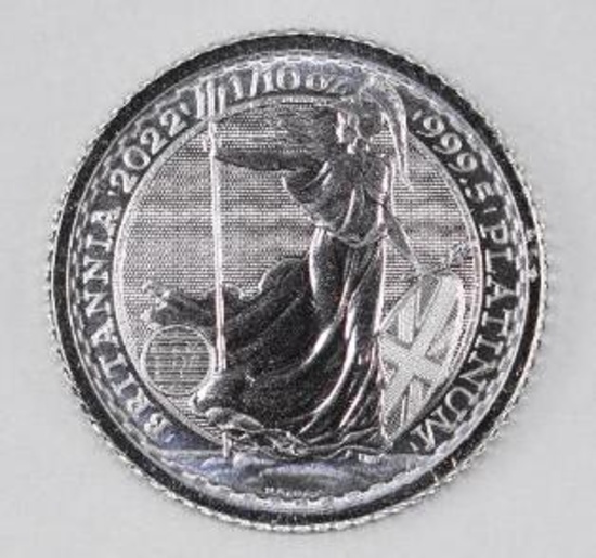 2022 Great Britain Britannia 1/10thoz. .9995 Fine Platinum