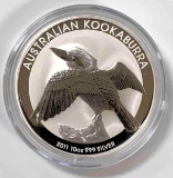 RARE 2011 Australian Kookaburra 10 oz Round .999 Fine Silver