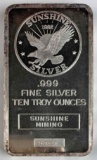 Sunshine Mining 10oz. .999 Fine Silver Ingot/Bar