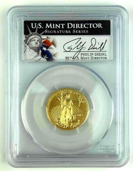 2013 $25 1/4 oz Gold American Eagle - Philip Diehl - PCGS MS 70
