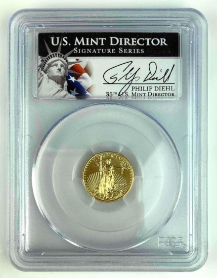 2013 $25 1/10 oz Gold American Eagle - Philip Diehl - PCGS MS 70