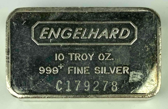 Engelhard Early Cast Horizontal 10oz. .999 Fine Silver Ingot/Bar