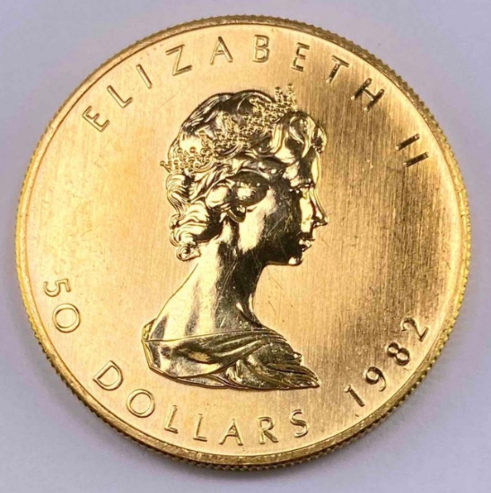 1982 $50 Canada Maple Leaf 1oz. .999 Fine Gold