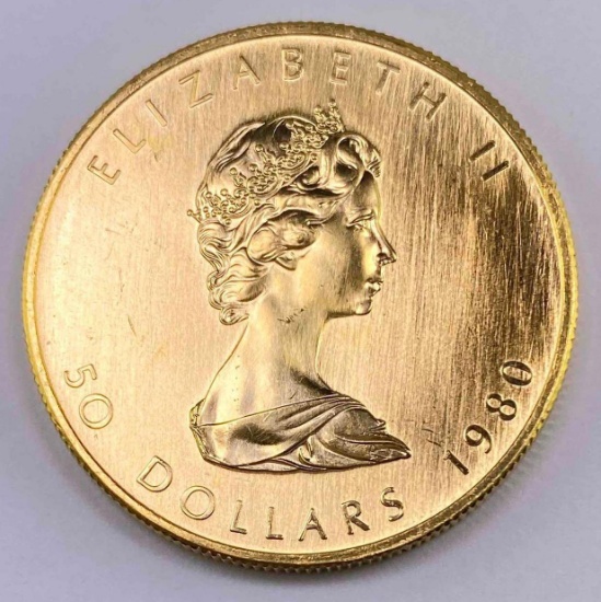 1980 $50 Canada Maple Leaf 1oz. .999 Fine Gold