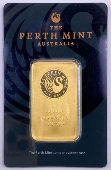 Australia Perth Mint Carded 1 oz .9999 fine Gold Bar in Assay