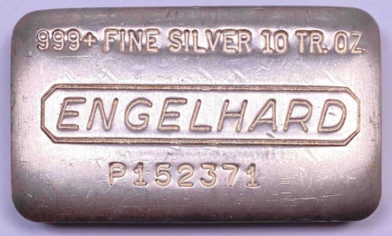 Engelhard Early Poured Loaf 10oz. .999 Fine Silver Ingot/Bar