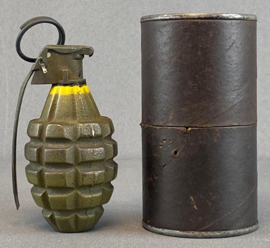 WW2 US Military Frag Grenade and Container