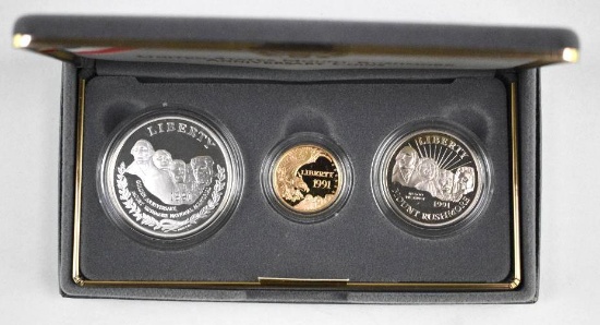 1991 3-Coin Mount Rushmore Commemorative Proof Set