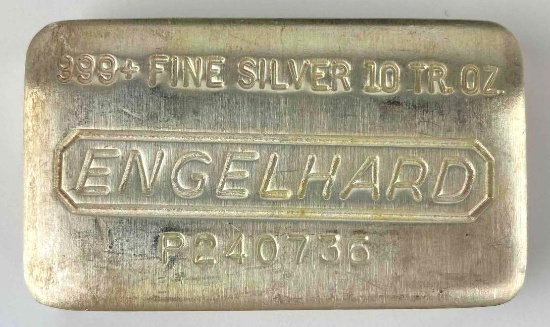 Engelhard Early Poured Loaf 10oz. .999 Fine Silver Ingot/Bar