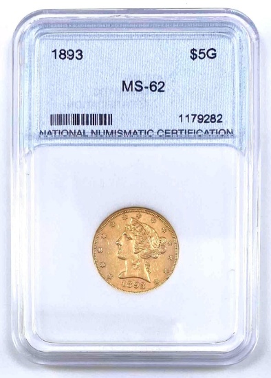 1893 Coronet Head US $5 Gold