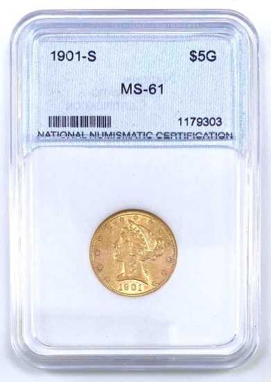 1901 S Coronet Head US $5 Gold