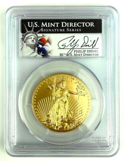 2013 $50 1 oz Gold American Eagle - Philip Diehl - PCGS MS 70