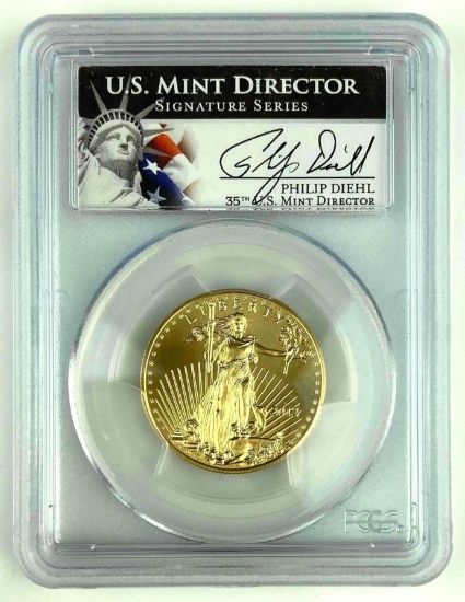 2013 $25 1/2 oz Gold American Eagle - Philip Diehl - PCGS MS 70