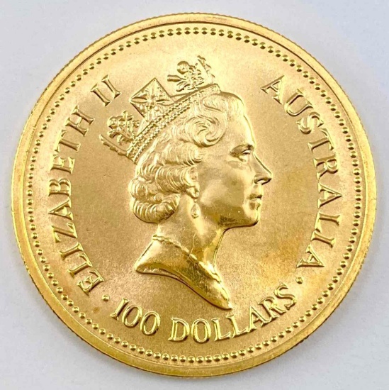 RARE 1987 $100 Perth Mint Australian Gold Nugget 1 oz .9999 fine Gold Queen Elizabeth