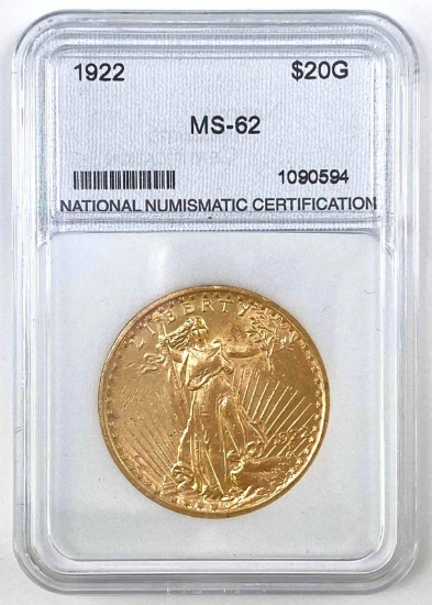 1922 No Motto Saint Gaudens US $20 Gold