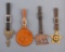 Collection of four vintage Watch Fobs with leather straps to include: A round-up Saddle marked Hamel