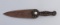 Beaver Tail type carry Knife with what appears to be buffalo horn handle.  Knife is 13