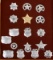 Framed Collection of 18 sterling silver marked Display Badges, no pins, representing Lawmen of the e