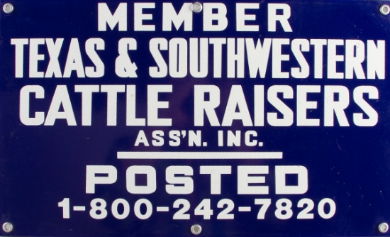 Raised porcelain, Posted Gate Sign, measuring 12" x 20".  "Members of the TSCR Ass'n.", in excellent