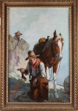 Fantastic original, early Oil on Canvas by noted artist H.T. Fisk (1887-1974), an American Illustrat